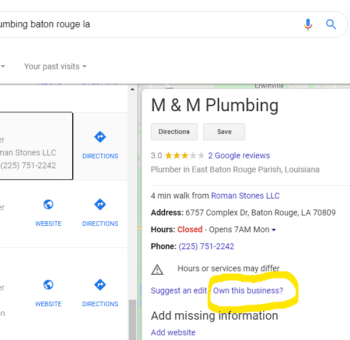 unclaimed Google My Business Listing