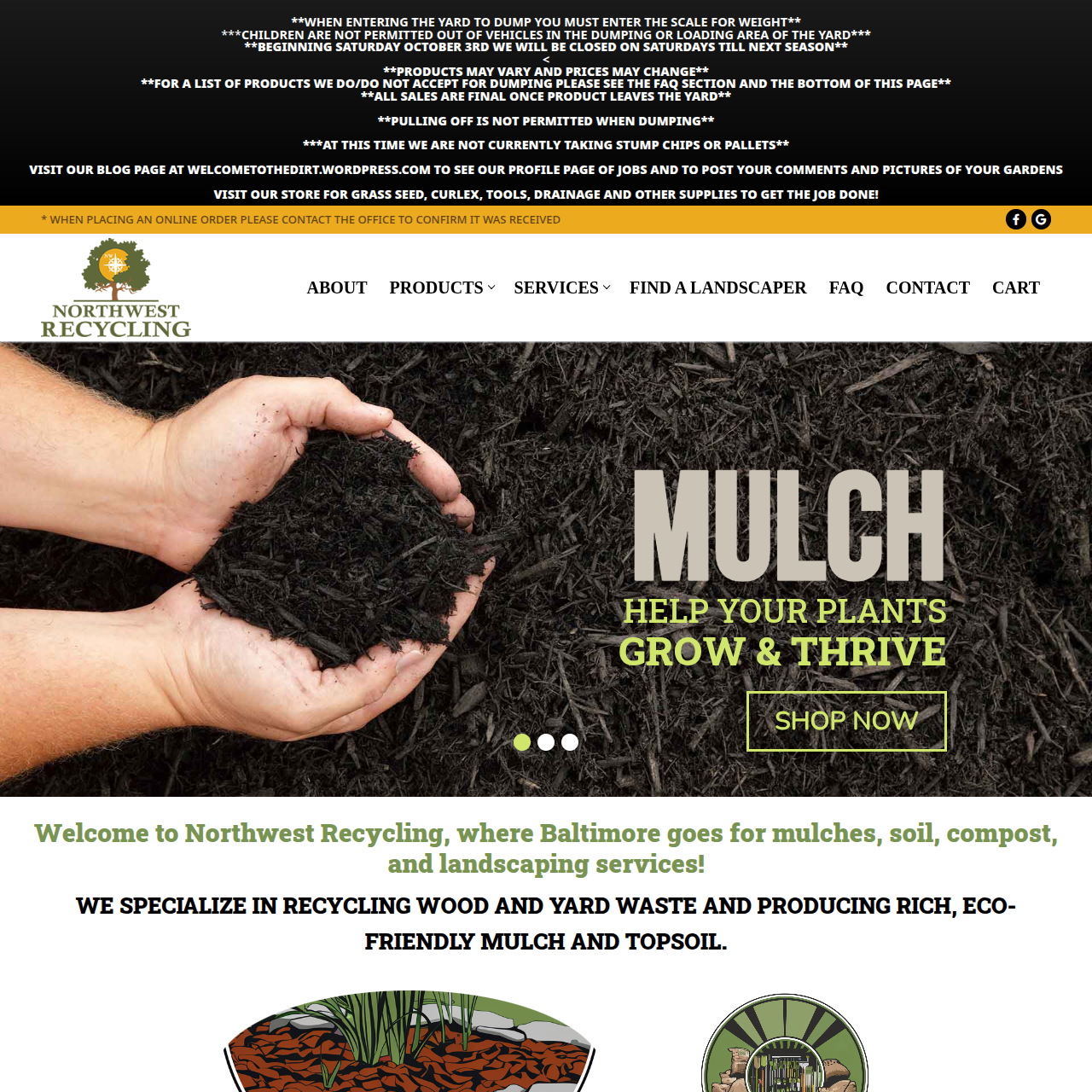 Homepage of the Northwest Recycling website